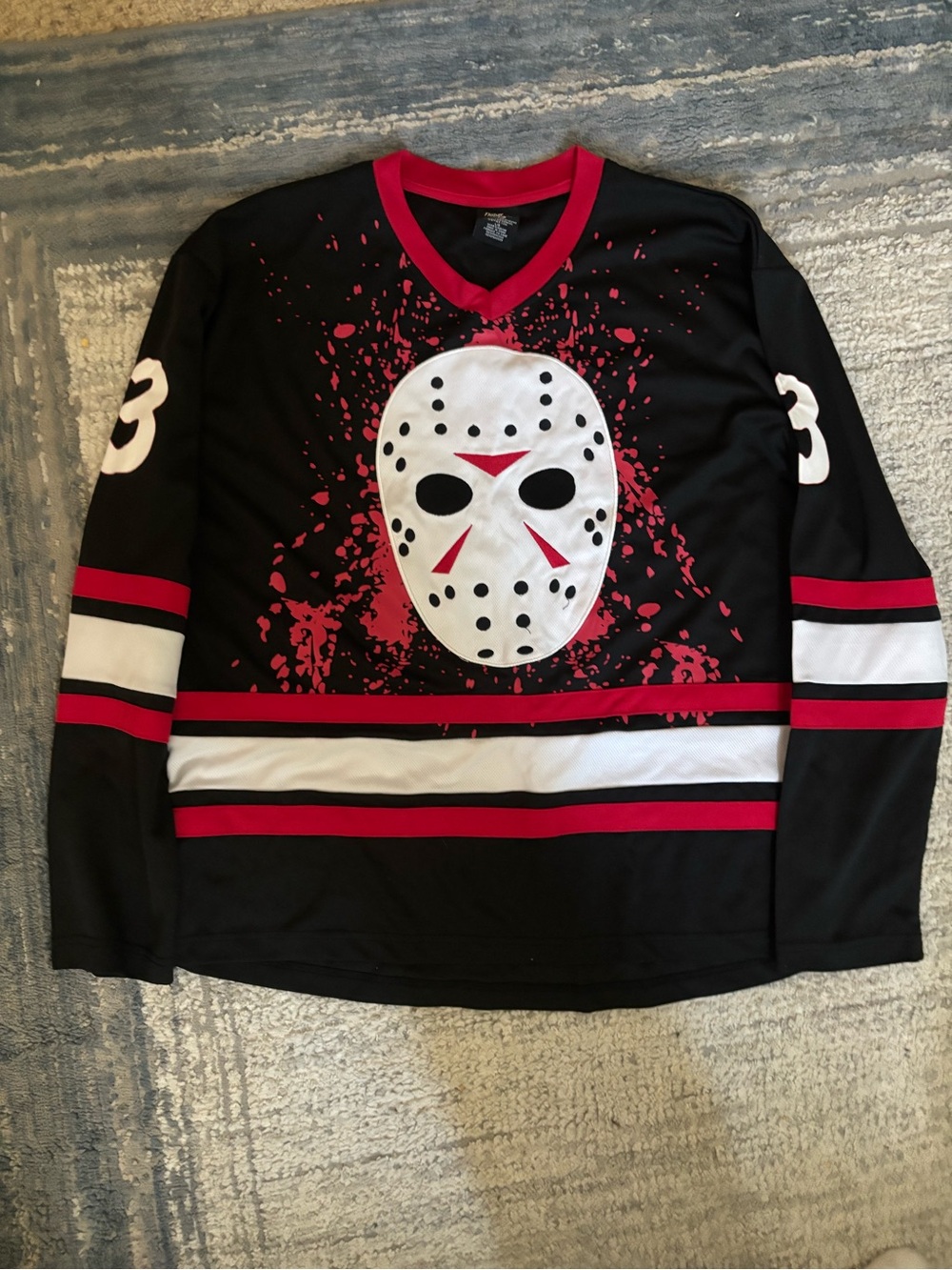 Black and red Jason vorhees hockey jersey